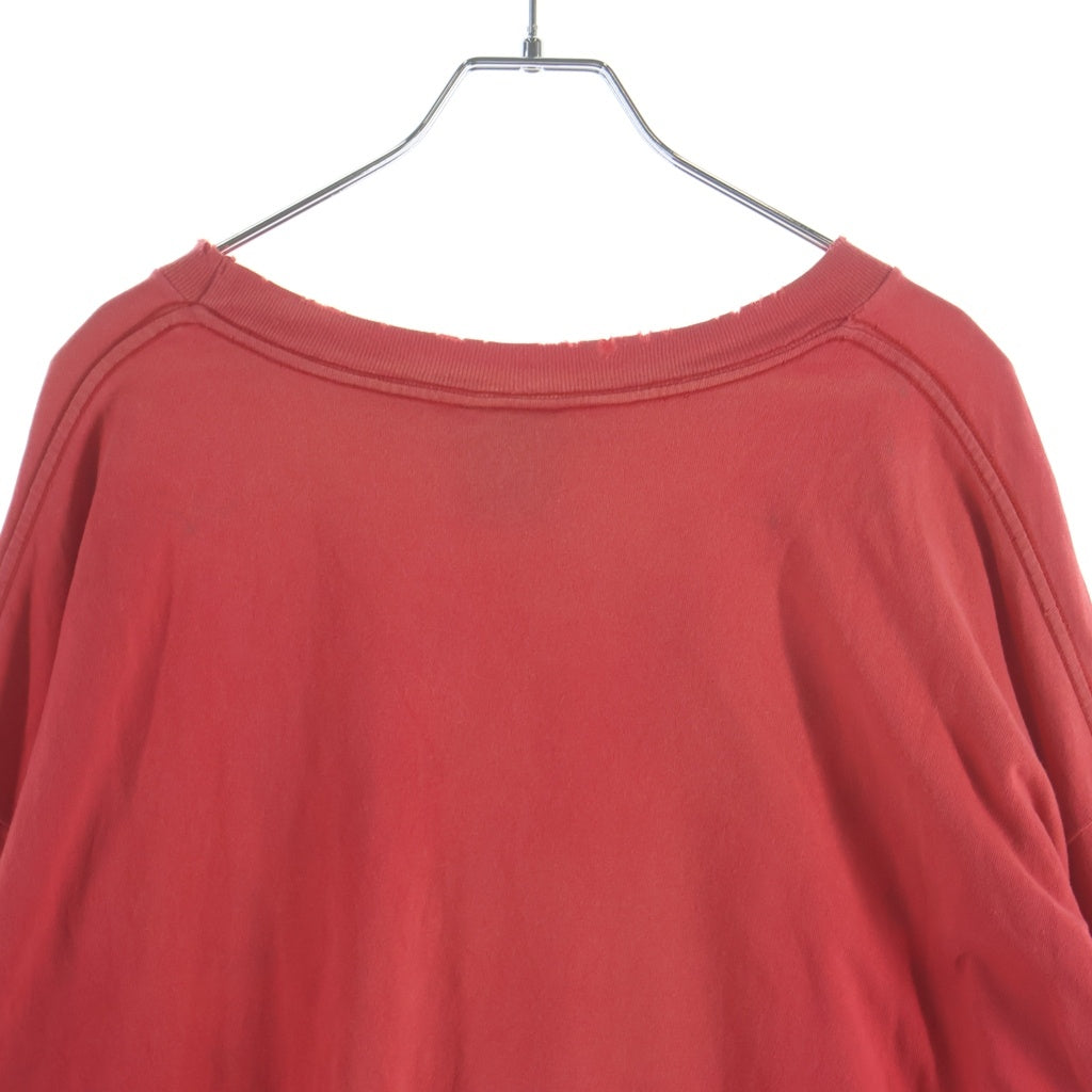 SAINT MICHAEL(セントマイケル) 24SS LS TEE SOFT LOVE ソフト ラブプリント加工Tシャツ 長袖クルーネックカットソー レッド SM-YS8-0000-021