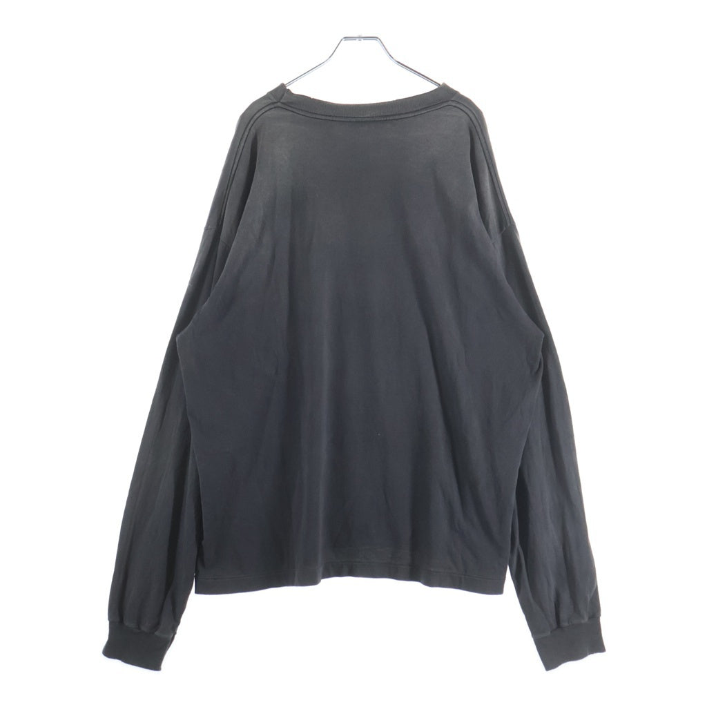 SAINT MICHAEL(セントマイケル) 25SS RAINBOW LS TEE加工 レインボーロゴプリントTシャツ 長袖クルーネックカットソー ブラック SM-HR8-0000-032