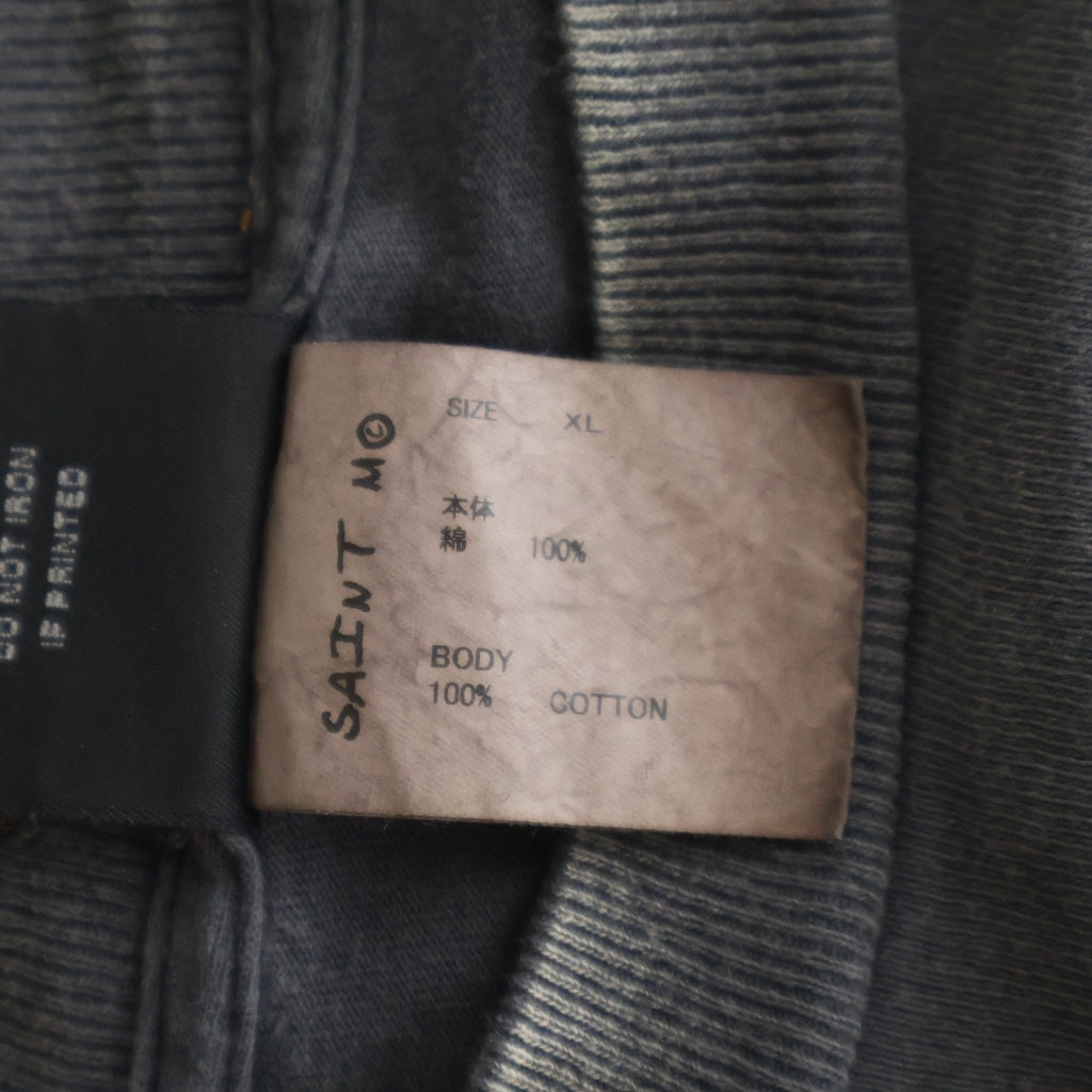 SAINT MICHAEL(セントマイケル) 25SS RAINBOW LS TEE加工 レインボーロゴプリントTシャツ 長袖クルーネックカットソー ブラック SM-HR8-0000-032