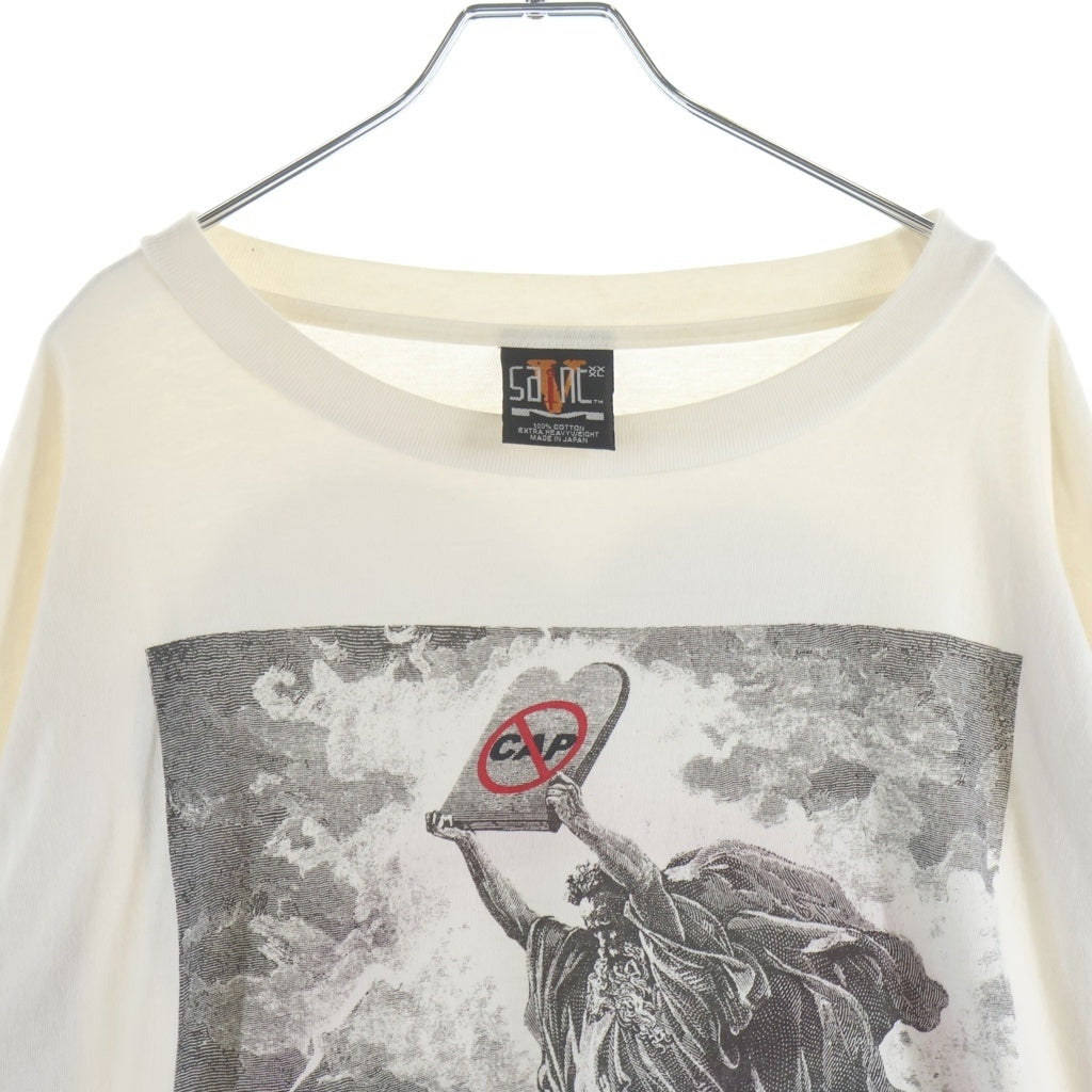 SAINT MICHAEL(セントマイケル) 22SS ×VLONE L/S NO CAP TEE ヴィーロン ノーキャップ アームプリントTシャツ 長袖クルーネックカットソー ホワイト SM-S22-0000-069