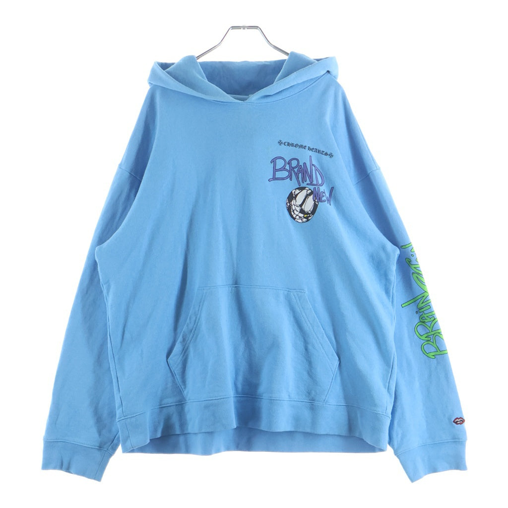 CHROME HEARTS(クロムハーツ) ×MATTY BOY BRAIN NEW PULLOVER HOODIE マッティボーイ ブレインニュー 両面プリント プルオーバースウェットパーカー フーディー ブルー