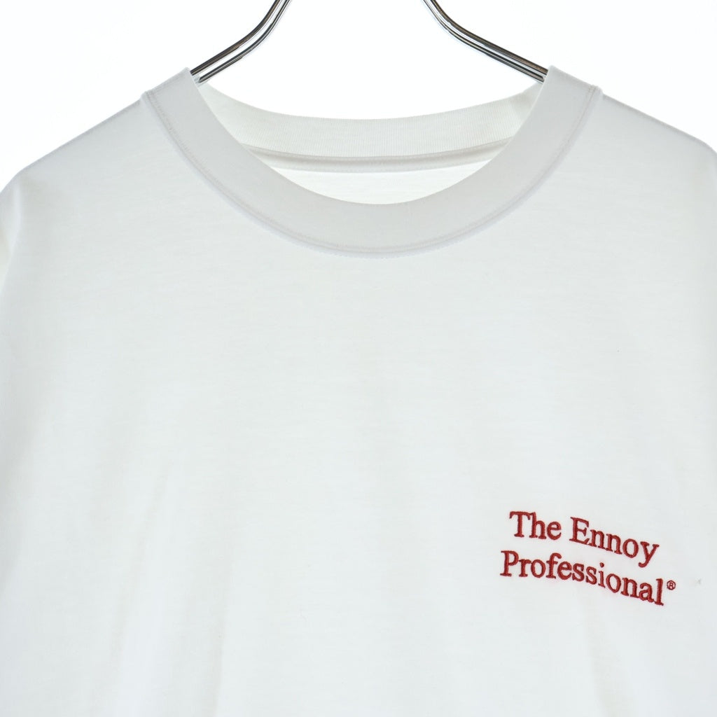 The Ennoy Professional(エンノイプロフェッショナル) 24SS LOGO T-SHIRT フロントロゴ刺繍Tシャツ 半袖クルーネックカットソー ホワイト SS24BRENCT04NTL