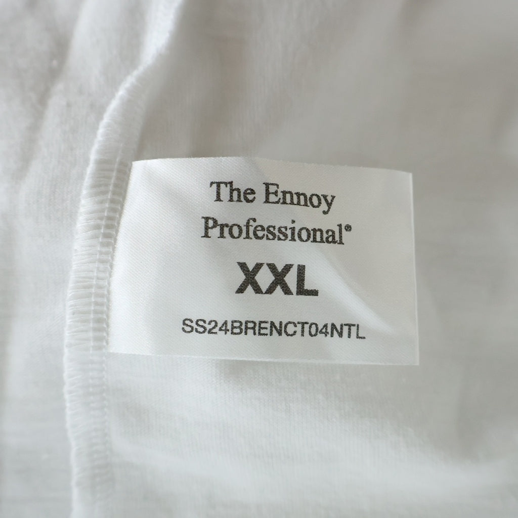 The Ennoy Professional(エンノイプロフェッショナル) 24SS LOGO T-SHIRT フロントロゴ刺繍Tシャツ 半袖クルーネックカットソー ホワイト SS24BRENCT04NTL