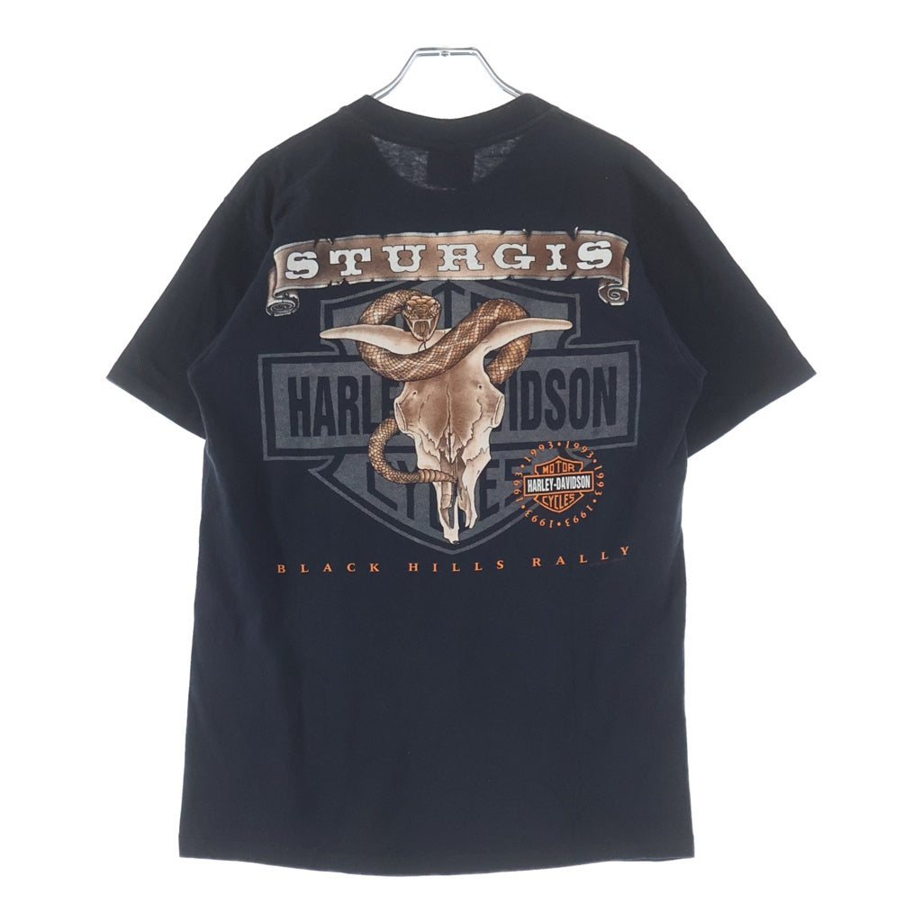 HARLEY DAVIDSON(ハーレーダビッドソン) 90S STURGIS 1993 TEE スネークプリントTシャツ 半袖クルーネックカットソー ブラック