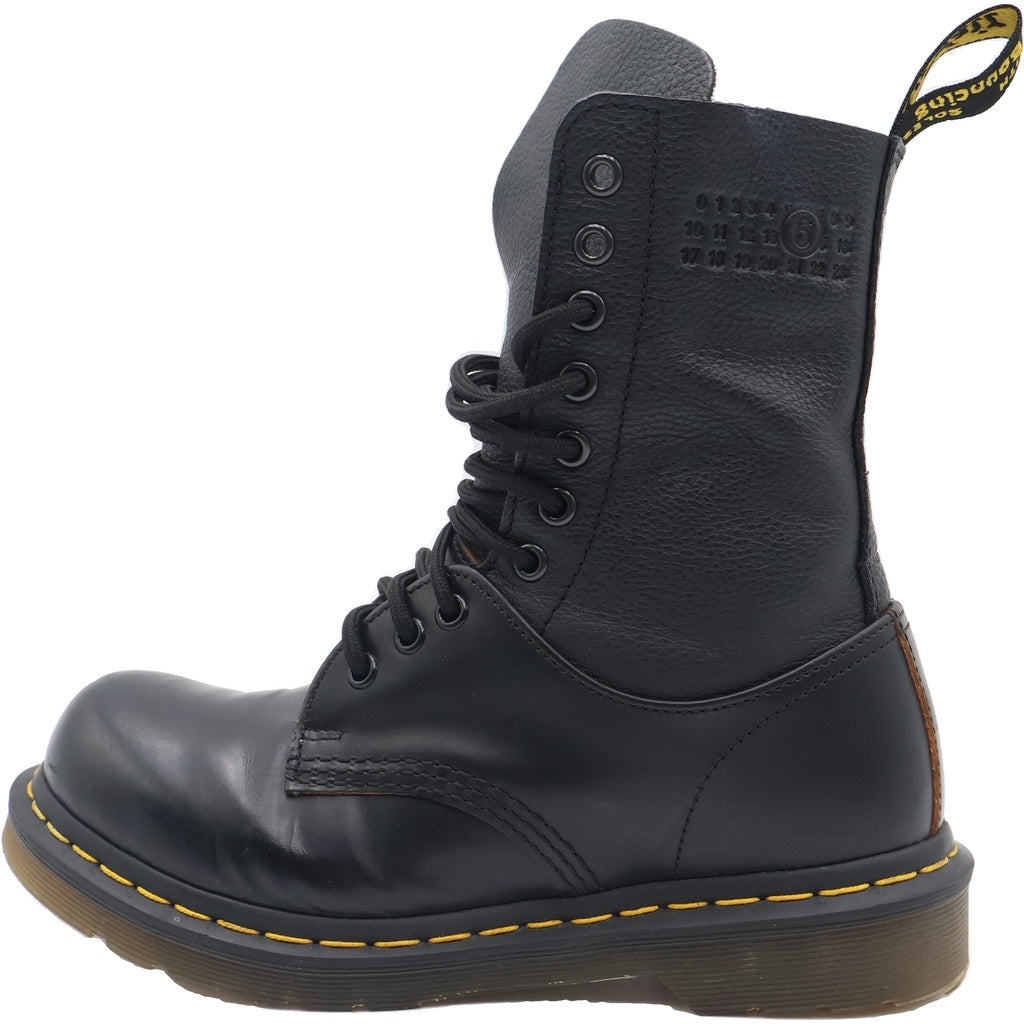 Dr.Martens(ドクターマーチン) ×MM6 Maison Margiela Leather Lace Up Boots 1490 TWIST エムエムシックス メゾンマルジェラ レースアップブーツ ブラック 32185001