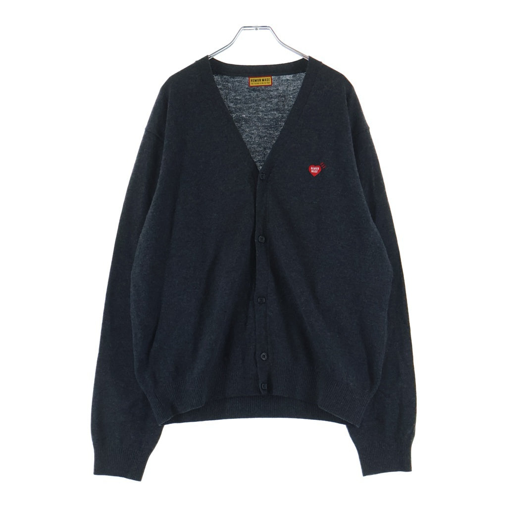 HUMAN MADE(ヒューマンメイド) 25AW HEART BADGE KNIT CARDIGAN ハート バッジ ウール ニットカーディガン グレー HM30CS046