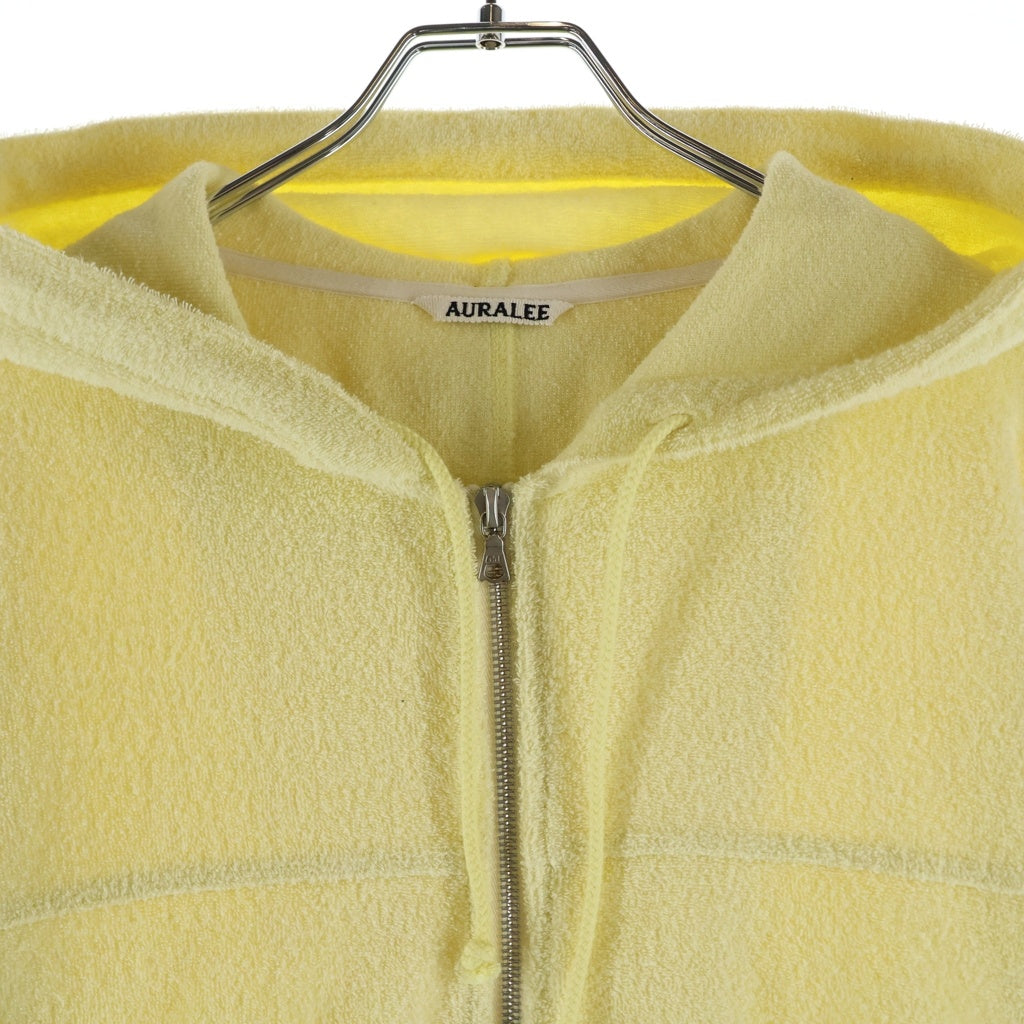 AURALEE(オーラリー) 26SS COTTON NYLON PILE ZIP PARKA コットン ナイロン パイル ジップアップパーカー フーディー イエロー A26SP01DP