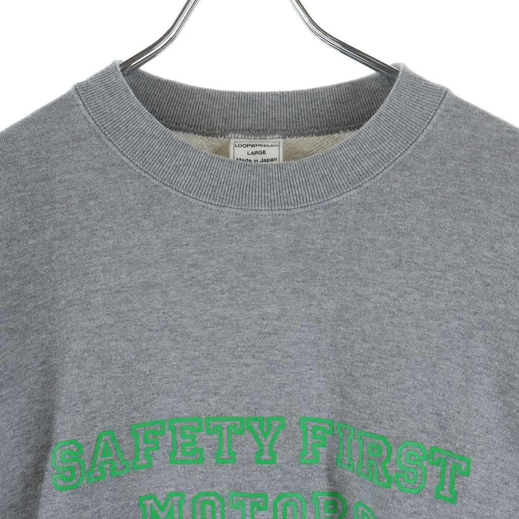 LOOPWHEELER(ループウィラー) LW360 SAFETY FIRST セーフティー ファースト フロントプリント クルーネックスウェットトレーナー グレー