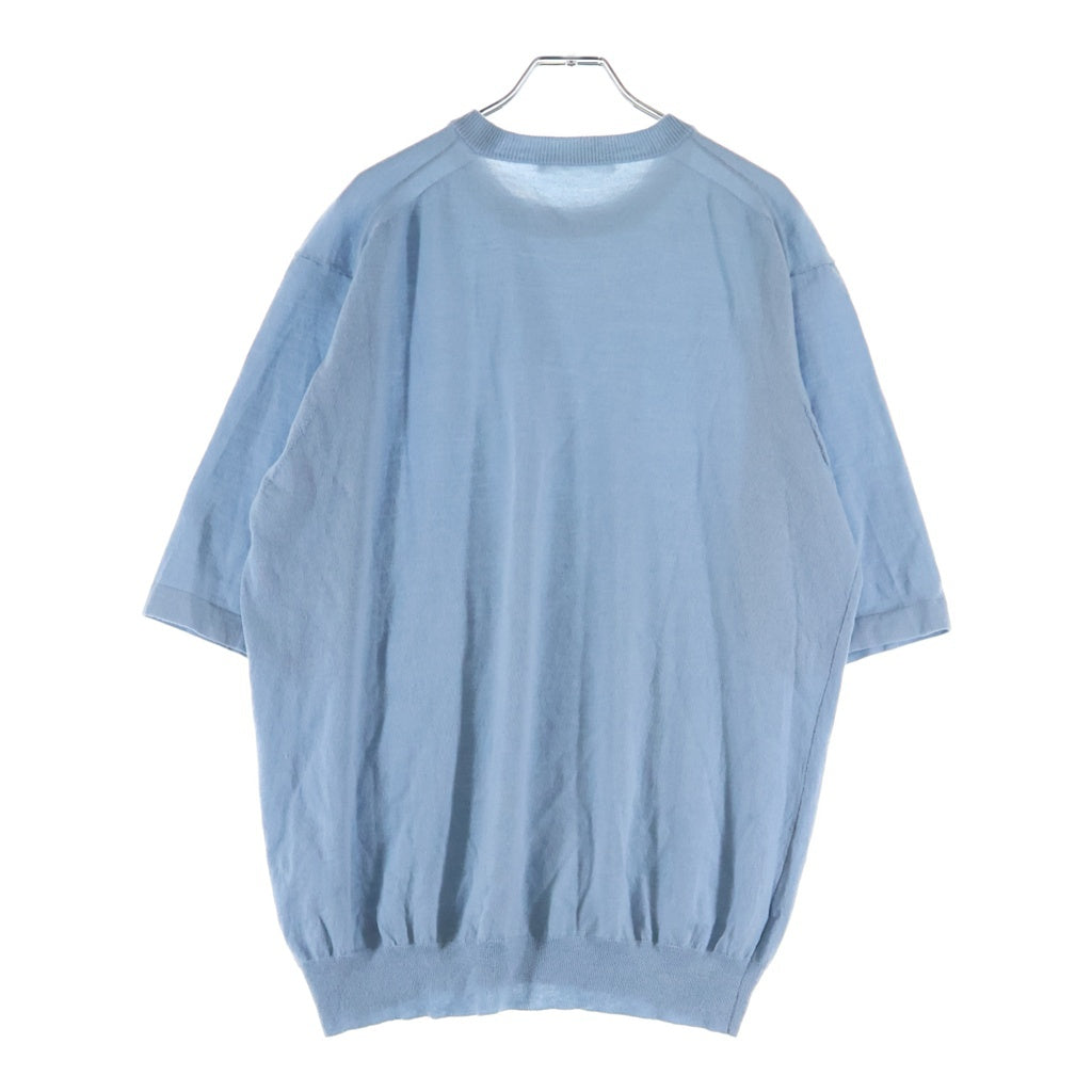 AURALEE(オーラリー) 24SS CASHMERE HARD TWIST KNIT TEE カシミヤ ハード ツイスト ニット クルーネック半袖Tシャツ カットソー ブルー A24ST02CT