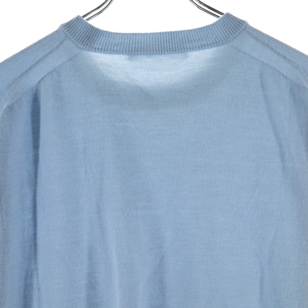 AURALEE(オーラリー) 24SS CASHMERE HARD TWIST KNIT TEE カシミヤ ハード ツイスト ニット クルーネック半袖Tシャツ カットソー ブルー A24ST02CT