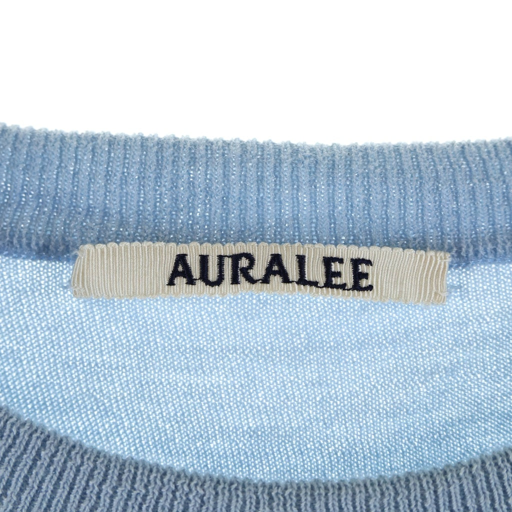 AURALEE(オーラリー) 24SS CASHMERE HARD TWIST KNIT TEE カシミヤ ハード ツイスト ニット クルーネック半袖Tシャツ カットソー ブルー A24ST02CT