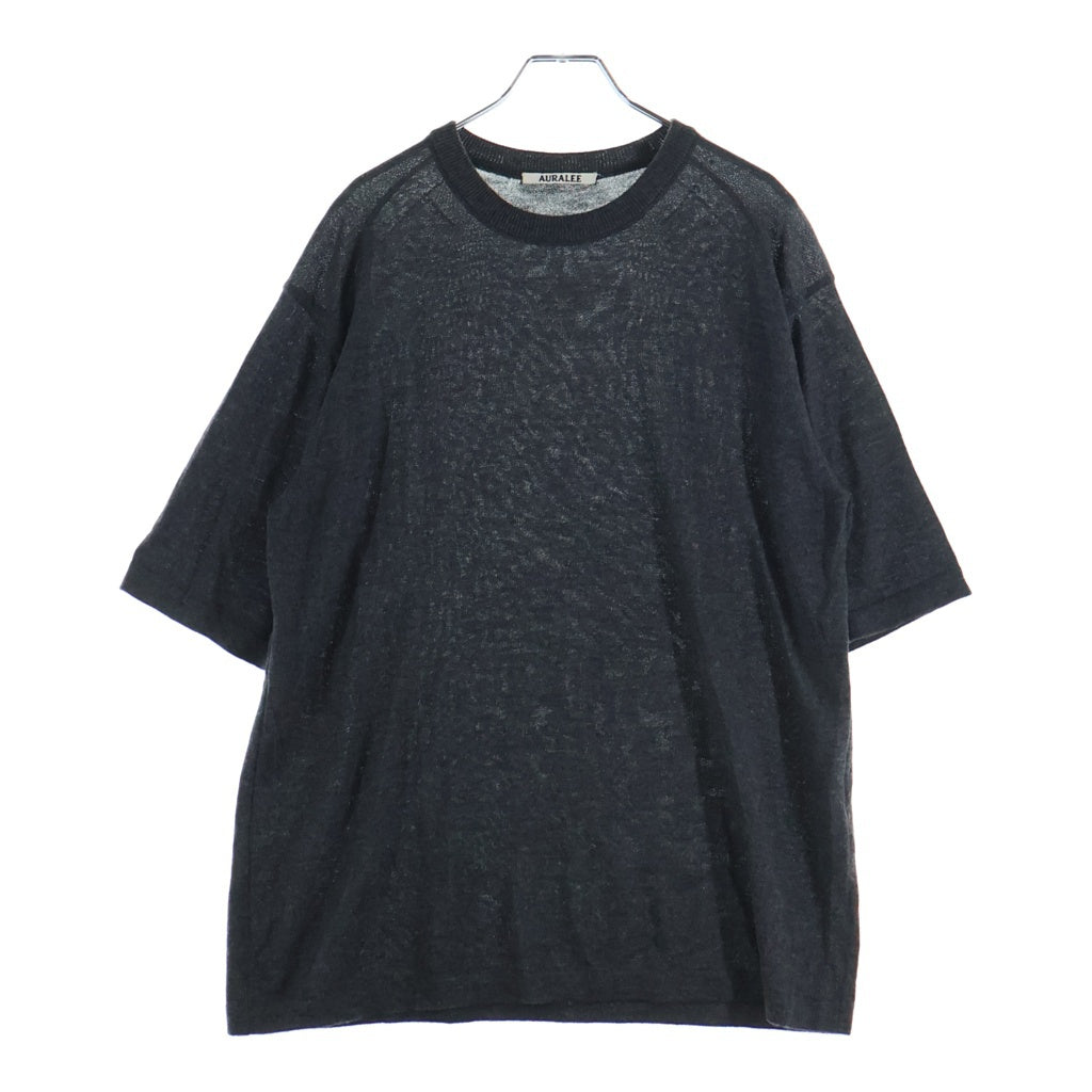 AURALEE(オーラリー) 23SS CASHMERE HARD TWIST KNIT TEE カシミヤ ハード ツイスト ニット クルーネック半袖Tシャツ カットソー グレー A23ST02CT