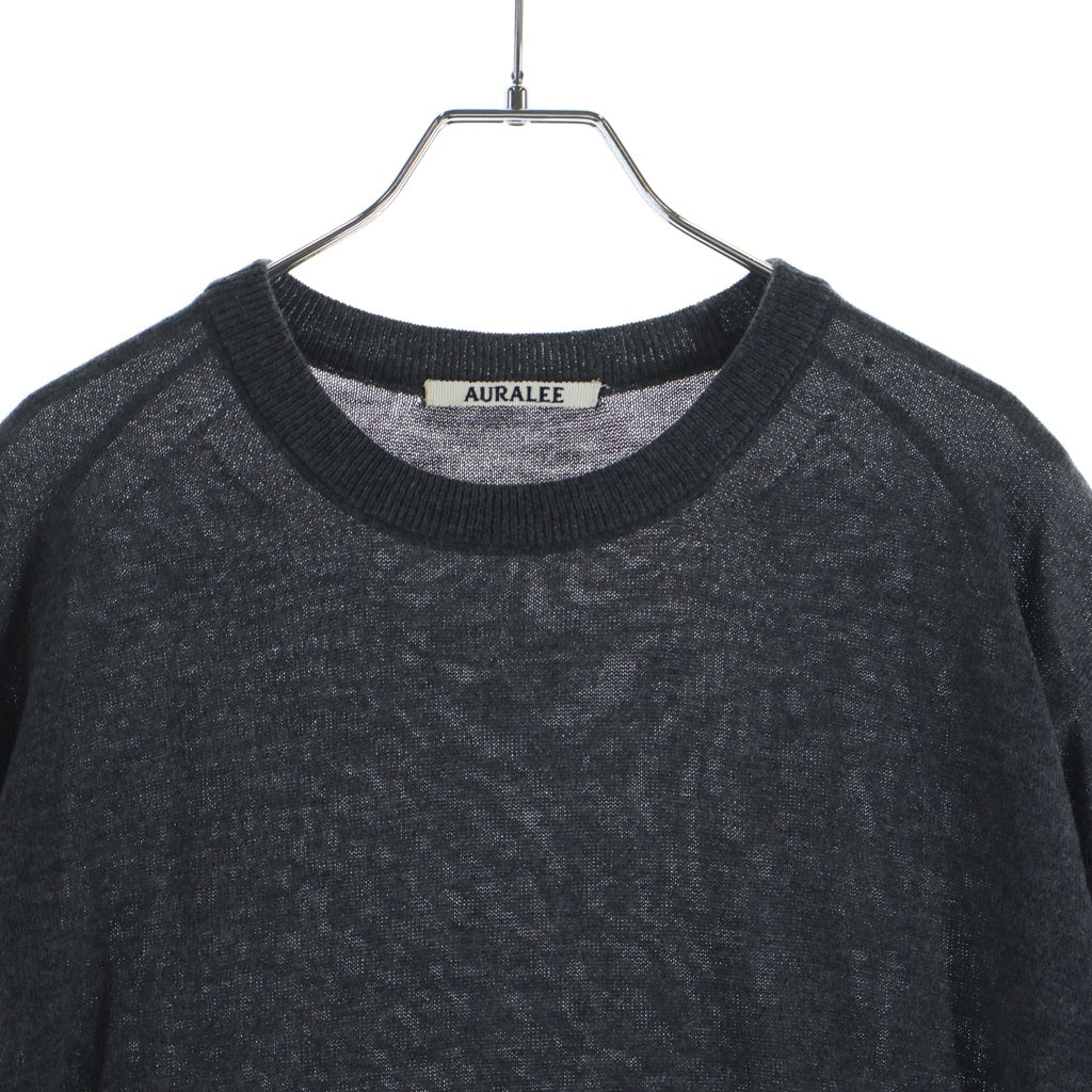 AURALEE(オーラリー) 23SS CASHMERE HARD TWIST KNIT TEE カシミヤ ハード ツイスト ニット クルーネック半袖Tシャツ カットソー グレー A23ST02CT