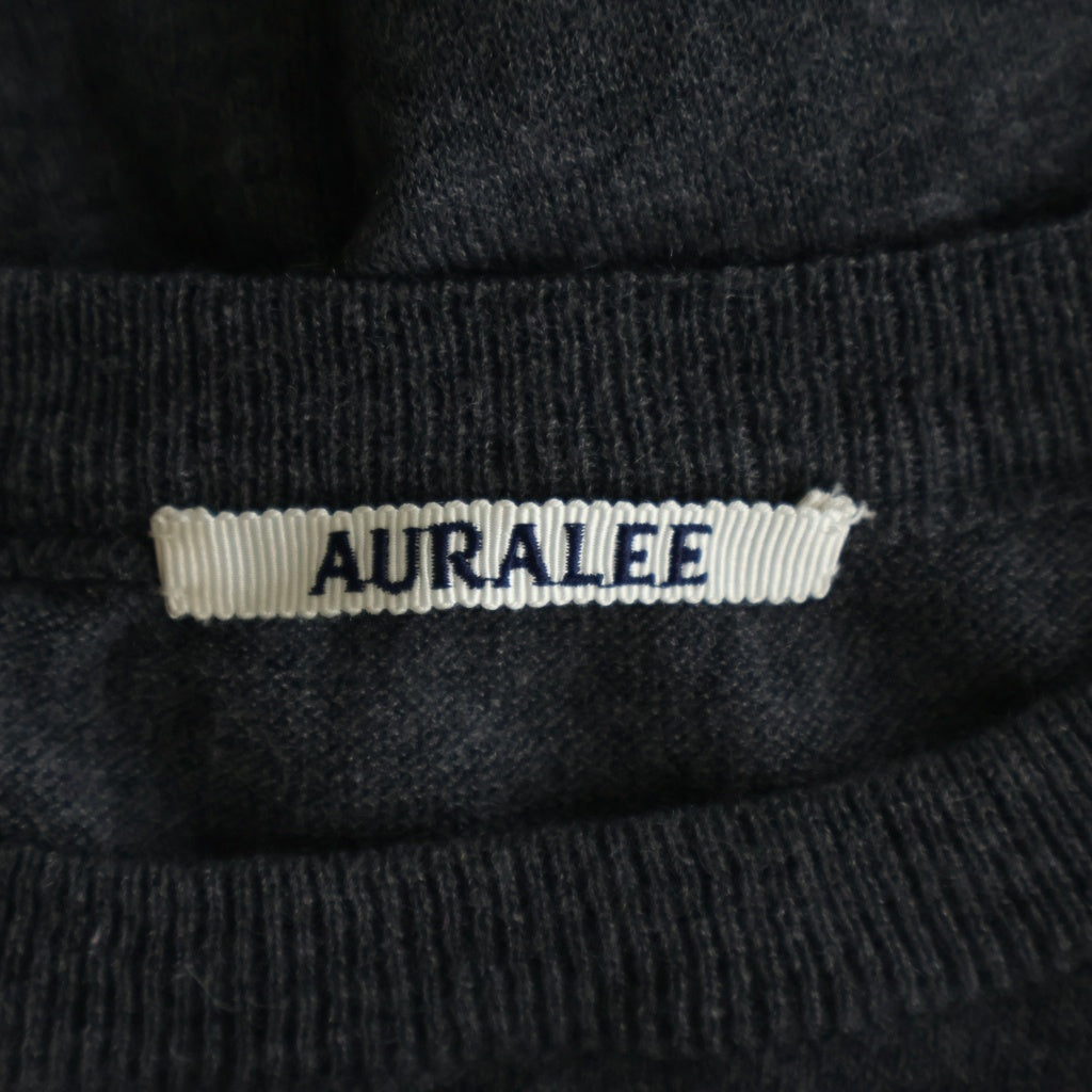 AURALEE(オーラリー) 23SS CASHMERE HARD TWIST KNIT TEE カシミヤ ハード ツイスト ニット クルーネック半袖Tシャツ カットソー グレー A23ST02CT