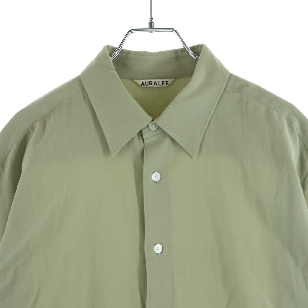 AURALEE(オーラリー) 24SS HARD TWIST COTTON SILK VIYELLA SHIRT ハード ツイスト コットン シルク ビエラ 長袖シャツ カーキ A24SS02KV