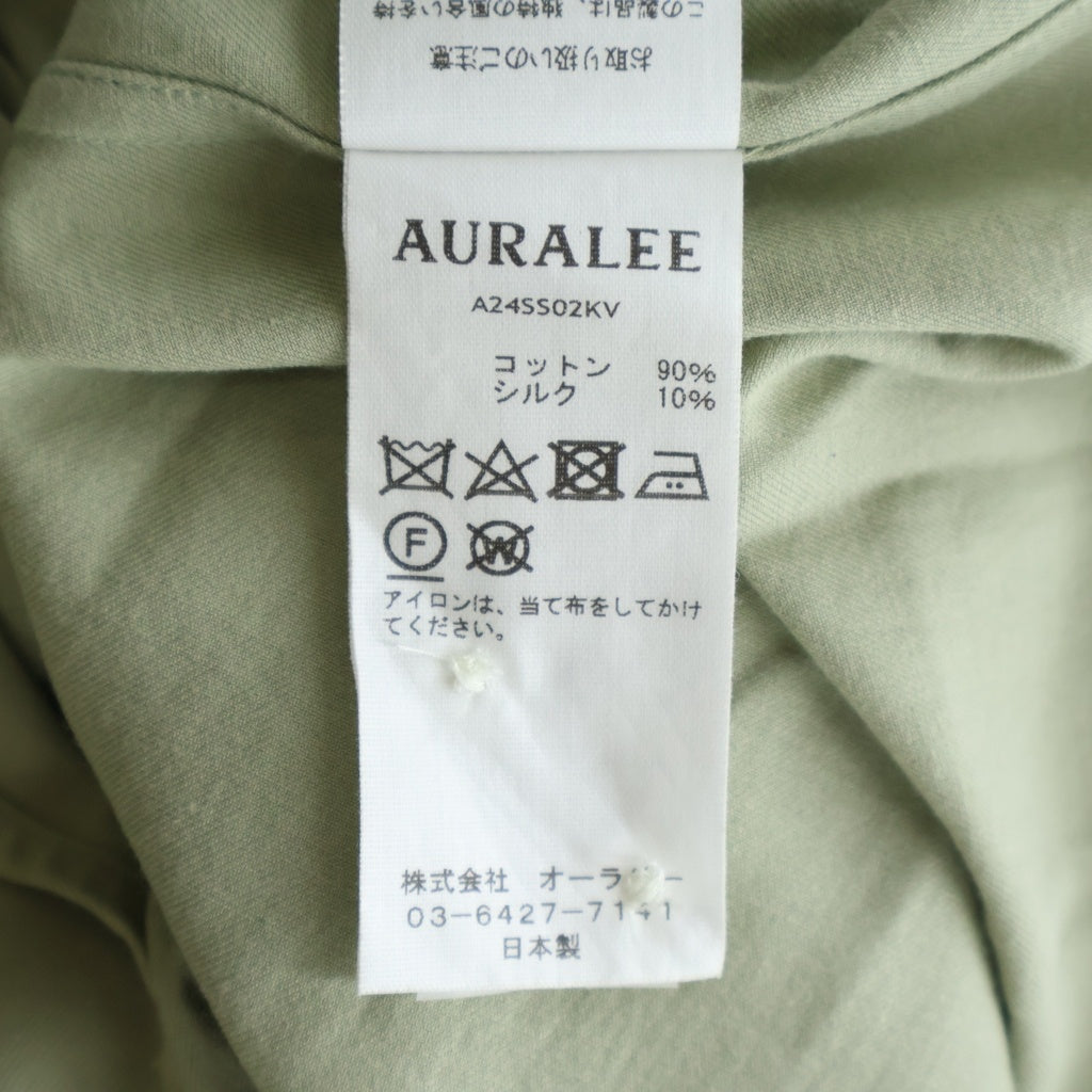 AURALEE(オーラリー) 24SS HARD TWIST COTTON SILK VIYELLA SHIRT ハード ツイスト コットン シルク ビエラ 長袖シャツ カーキ A24SS02KV