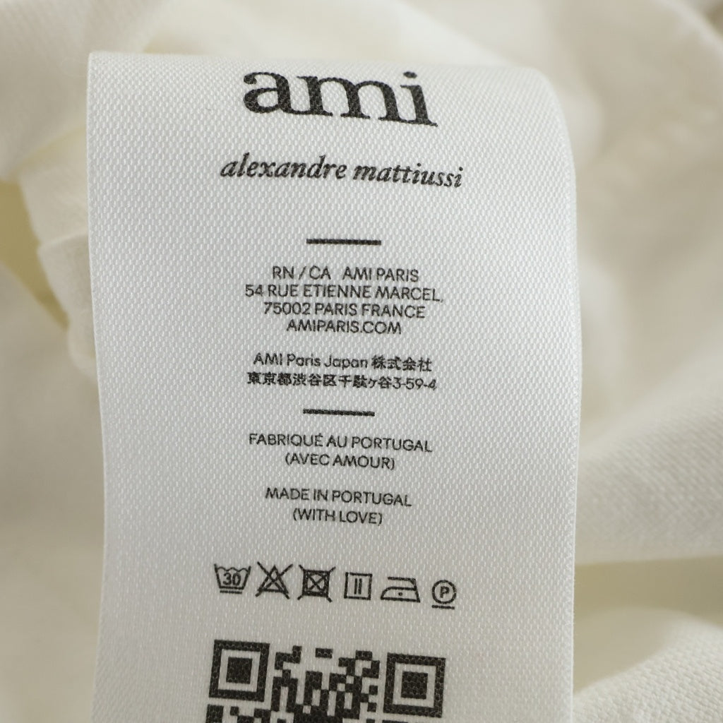 AMI Alexandre Mattiussi(アミアレクサンドルマテュッシ) ハートロゴチャーム ボクシー フィット 長袖シャツ ホワイト SPUSH130.CO0056