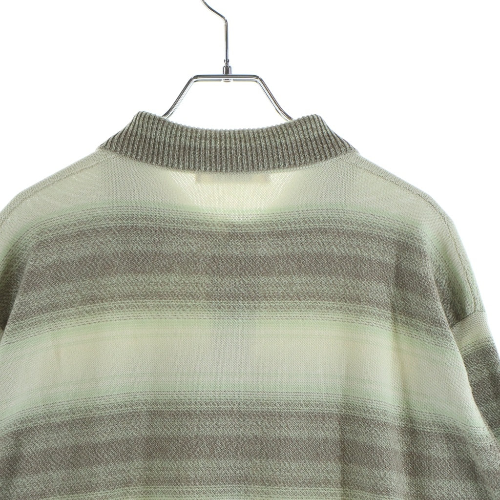AURALEE(オーラリー) 26SS COTTON SILK GRADIENT STRIPE KNIT SHIRT CARDIGAN コットン シルク グラディエント ストライプ シャツ ニットカーディガン グリーン/ブラウン A26SC01GB