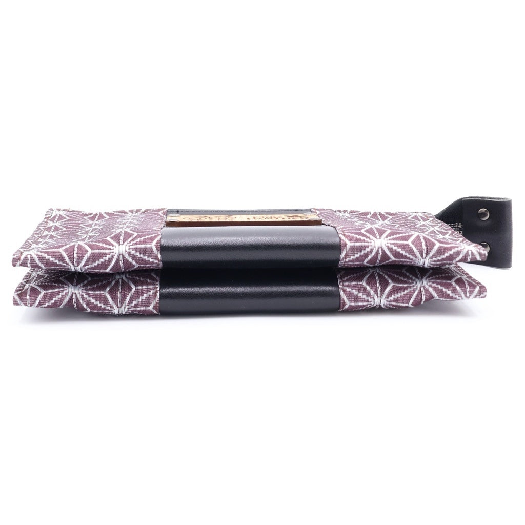 NO BRAND(ノーブランド) 空禅KU-ZEN ×PINK PANTHER ピンクパンサー60年周企画 麻の葉/栃木レザー ロングウォレット 長財布 ブラック/パープル レディース