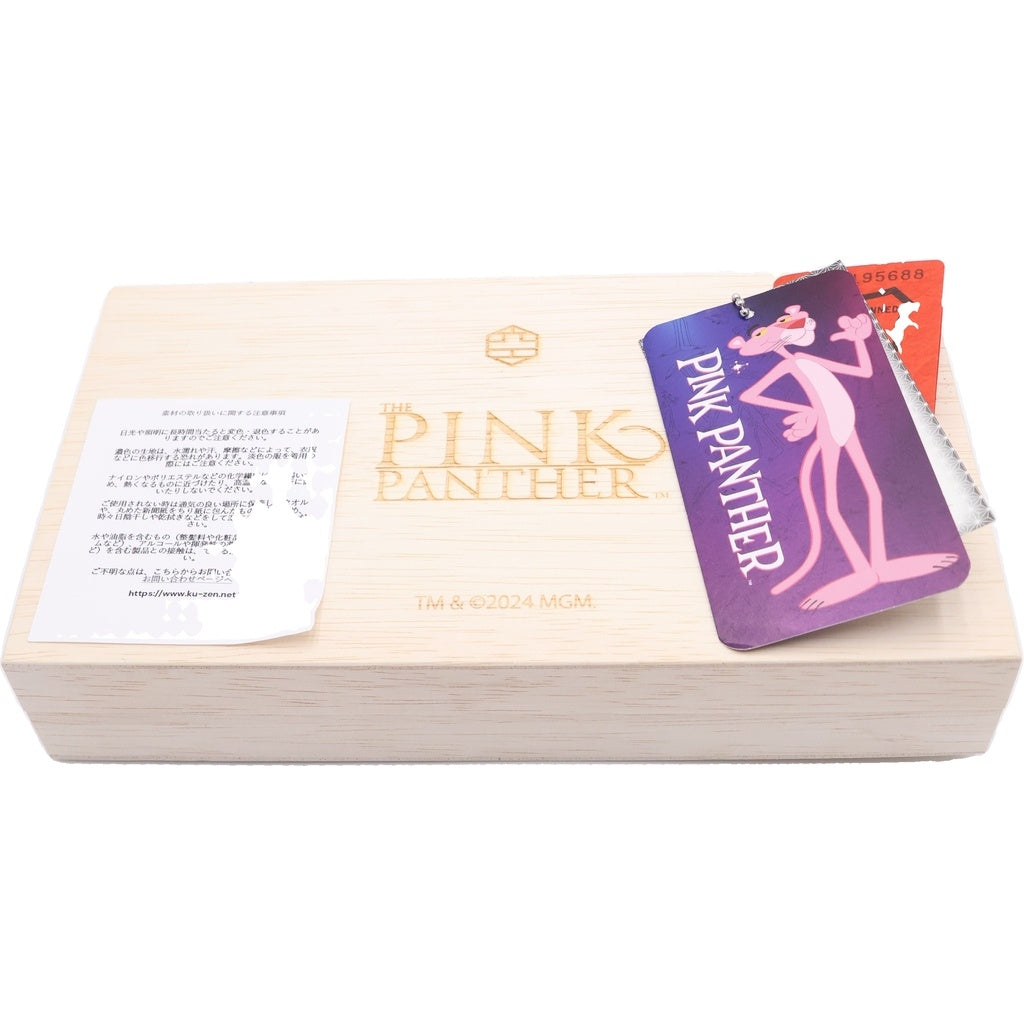 NO BRAND(ノーブランド) 空禅KU-ZEN ×PINK PANTHER ピンクパンサー60年周企画 麻の葉/栃木レザー ロングウォレット 長財布 ブラック/パープル レディース
