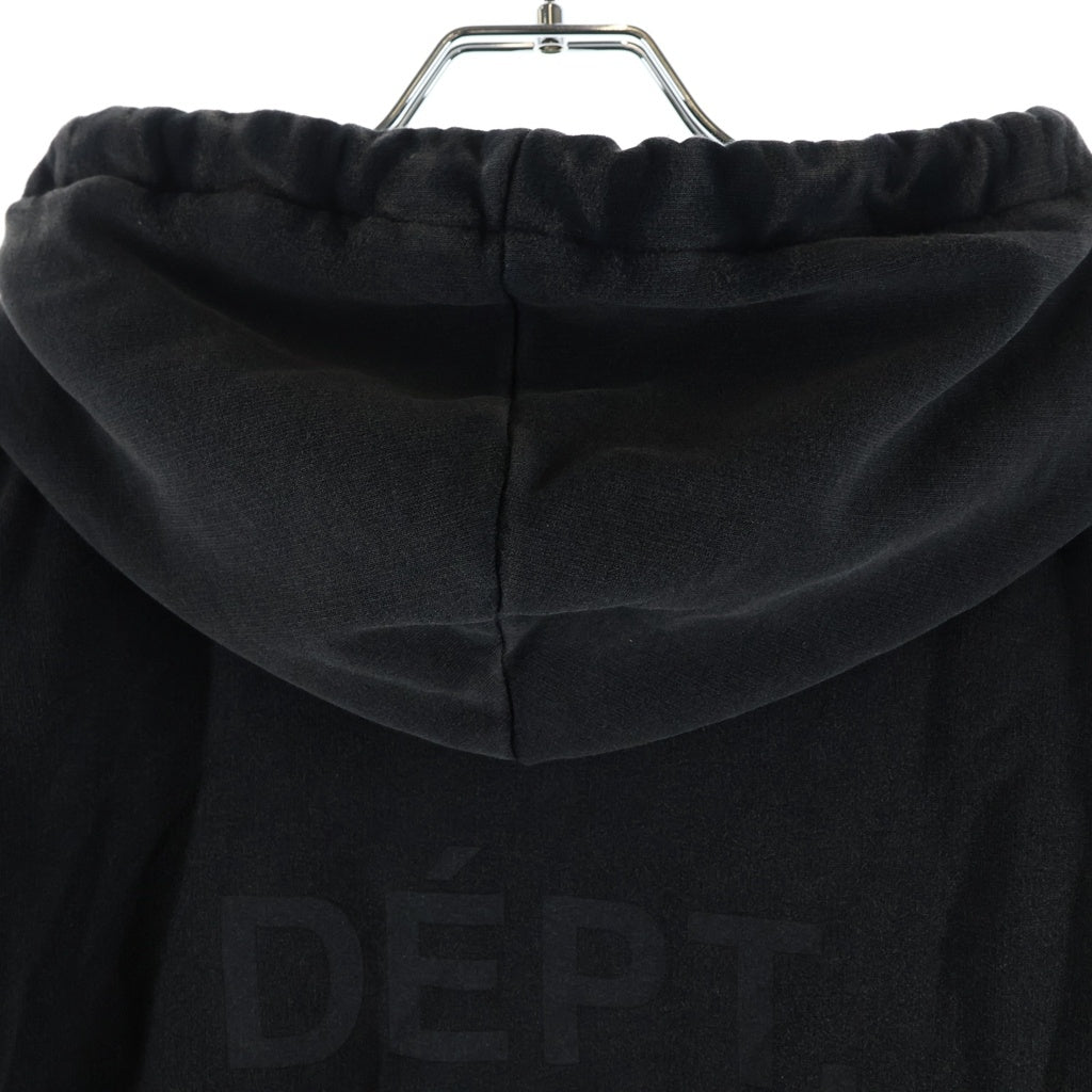 GALLERY DEPT.(ギャラリーデプト) 22SS ×LANVIN EMBROIDERED HOODIE ランバン ロゴエンブロイダリー ペイント加工 プルオーバースウェットパーカー フーディー ブラック RM-TOG698-JR32-P22