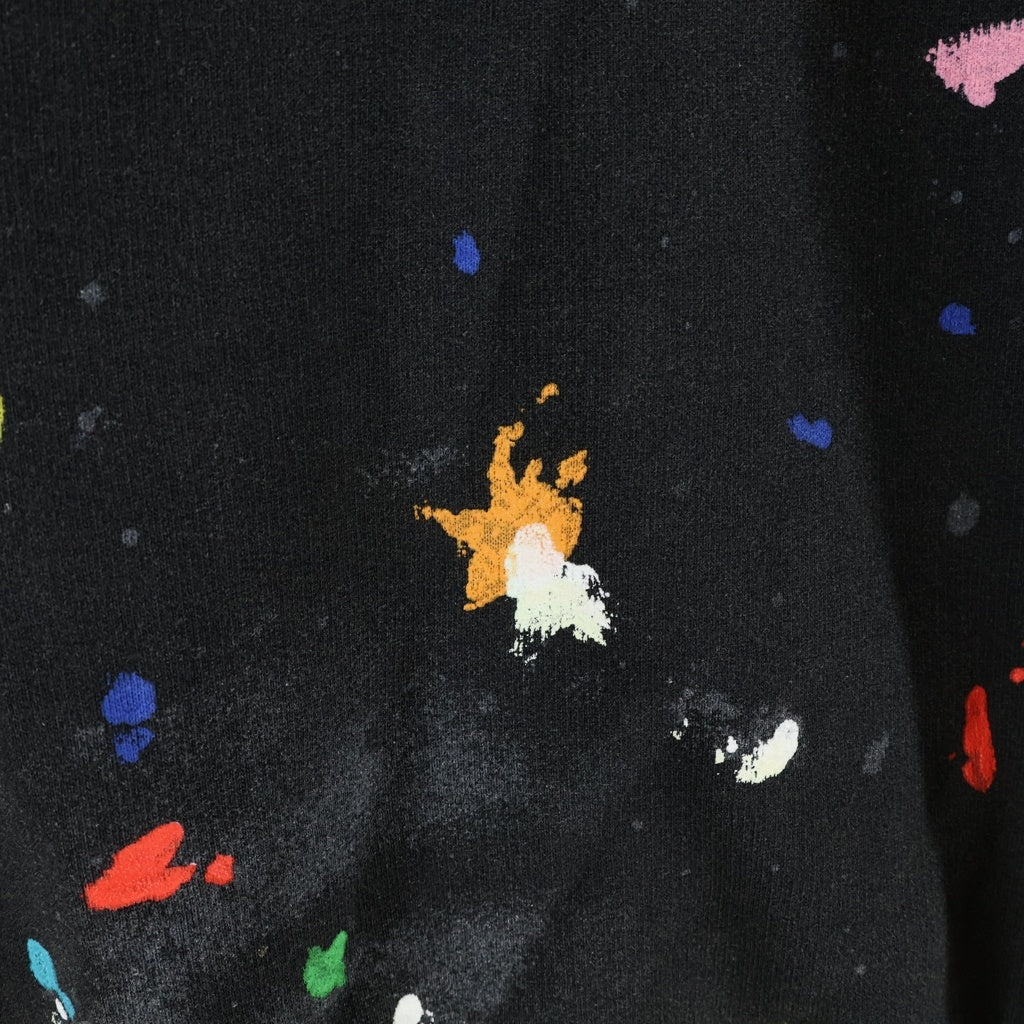 GALLERY DEPT.(ギャラリーデプト) 22SS ×LANVIN EMBROIDERED HOODIE ランバン ロゴエンブロイダリー ペイント加工 プルオーバースウェットパーカー フーディー ブラック RM-TOG698-JR32-P22