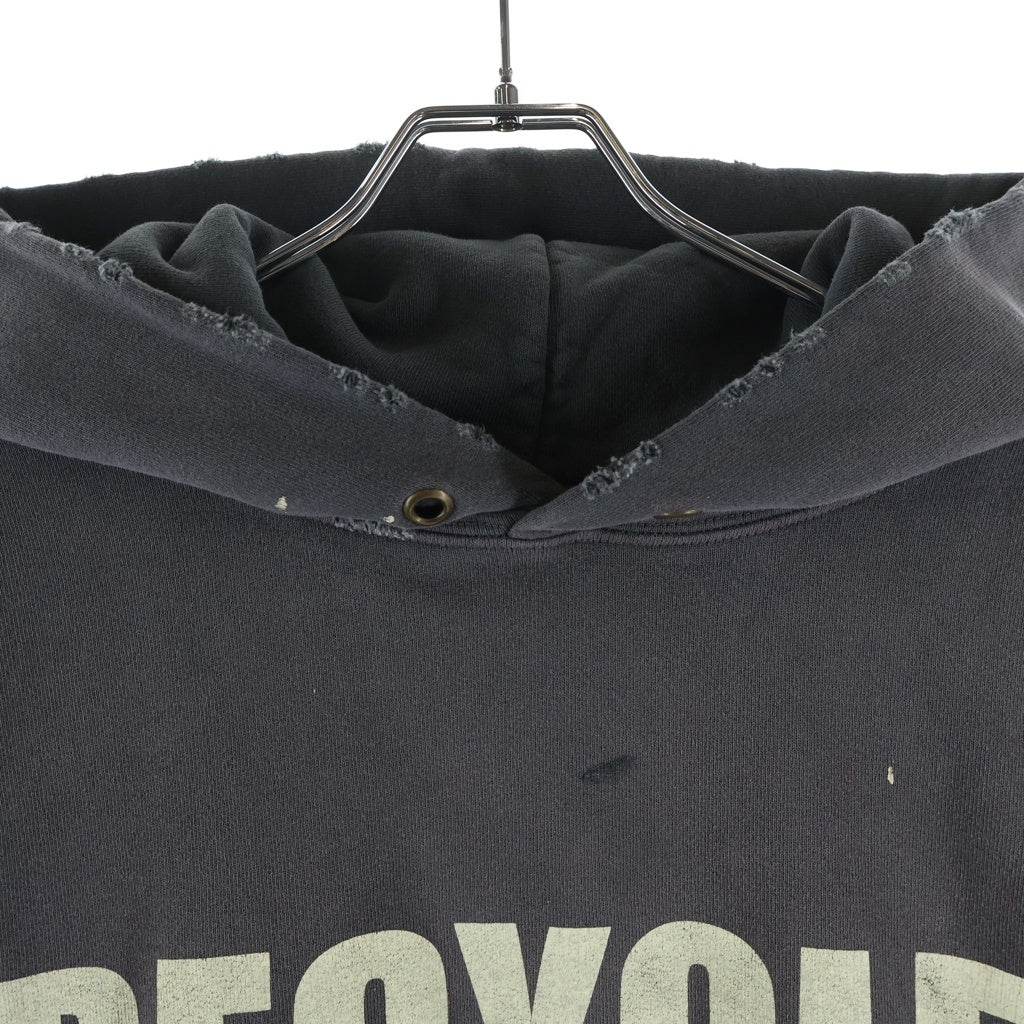 GALLERY DEPT.(ギャラリーデプト) 23SS 90S RECYCLE DISTRESSED PRINTED JERSEY HOODIE リサイクル プリンテッド ジャージ プルオーバースウェットパーカー フーディー ブラック
