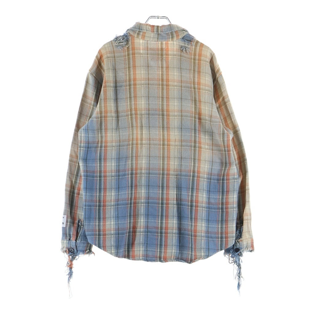 GALLERY DEPT. ギャラリーデプト MARLEY マーリー ダメージ加工 フランネル 長袖チェックシャツ レッド/ブルー GALLERY DEPT.(ギャラリーデプト) MARLEY マーリー ダメージ加工