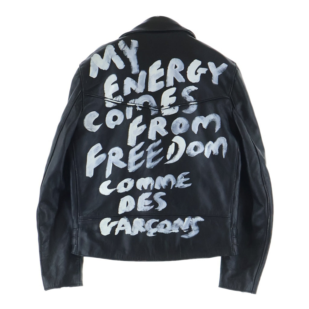 COMME des GARCONS(コムデギャルソン) 24AW AD2024 ×LEWIS LEATHERS ルイスレザー 青山限定 ペイント加工 カウハイド ダブルライダース レザージャケット ブラック KZ-J017