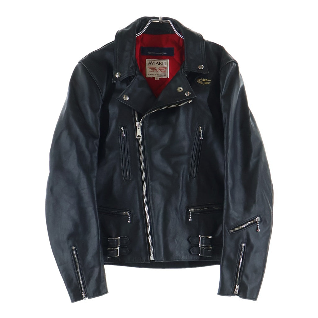 COMME des GARCONS(コムデギャルソン) 24AW AD2024 ×LEWIS LEATHERS ルイスレザー 青山限定 ペイント加工 カウハイド ダブルライダース レザージャケット ブラック KZ-J017