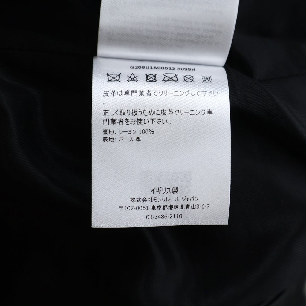 MONCLER GENIUS(モンクレール ジーニアス) 21AW ×LEWIS LEATHERS DWAYNE CYCLONE ルイスレザー サイクロン ホースハイド ダブルライダース レザージャケット ブラック G209U1A00022