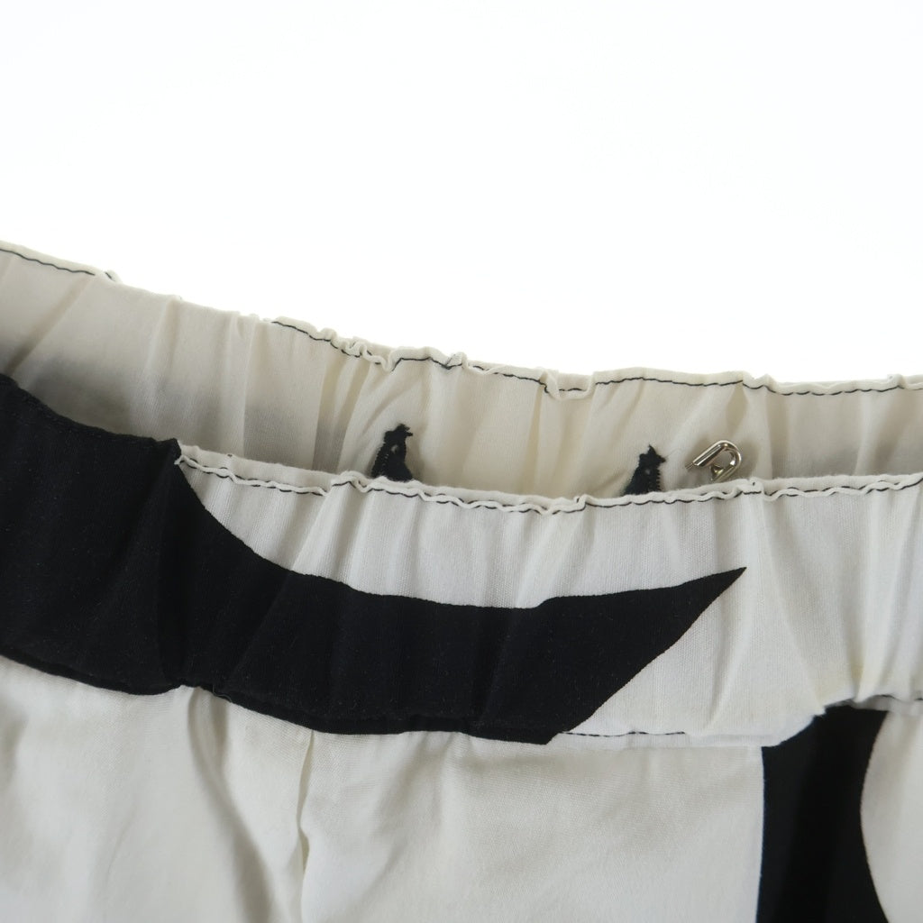 COMME des GARCONS(コムデギャルソン) 22SS AD2021 フラワーパターン コットン タックフレア ロングスカート ホワイト/ブラック レディース GI-S007