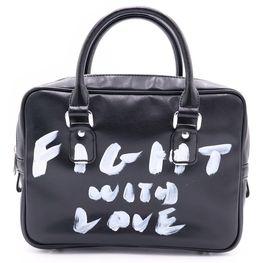 COMME DES GARCONS GIRL(コムデギャルソンガール) ラウンドジップ ペイントデザイン ハンドバッグ ブラック NZ-K 201