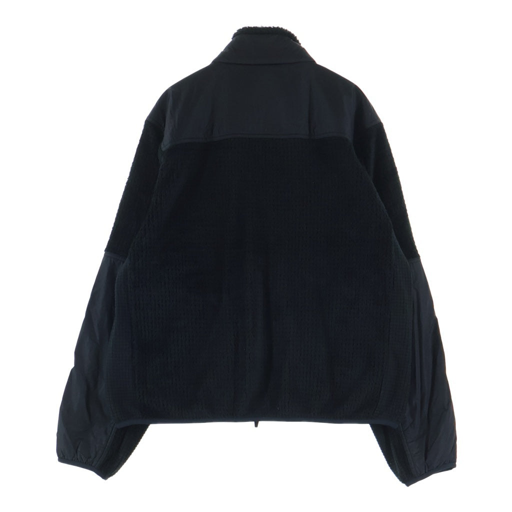 NIKE(ナイキ) 25AW ×STUSSY FULL ZIP FLEECE ステューシー ロゴ刺繍 ジップアップブルゾン フリースジャケット ブラック HQ8524-010