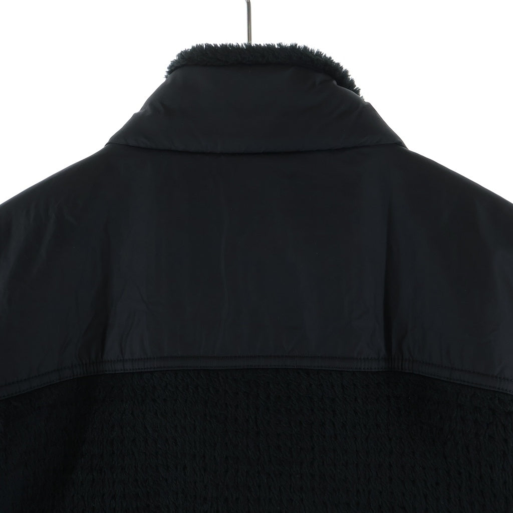 NIKE(ナイキ) 25AW ×STUSSY FULL ZIP FLEECE ステューシー ロゴ刺繍 ジップアップブルゾン フリースジャケット ブラック HQ8524-010