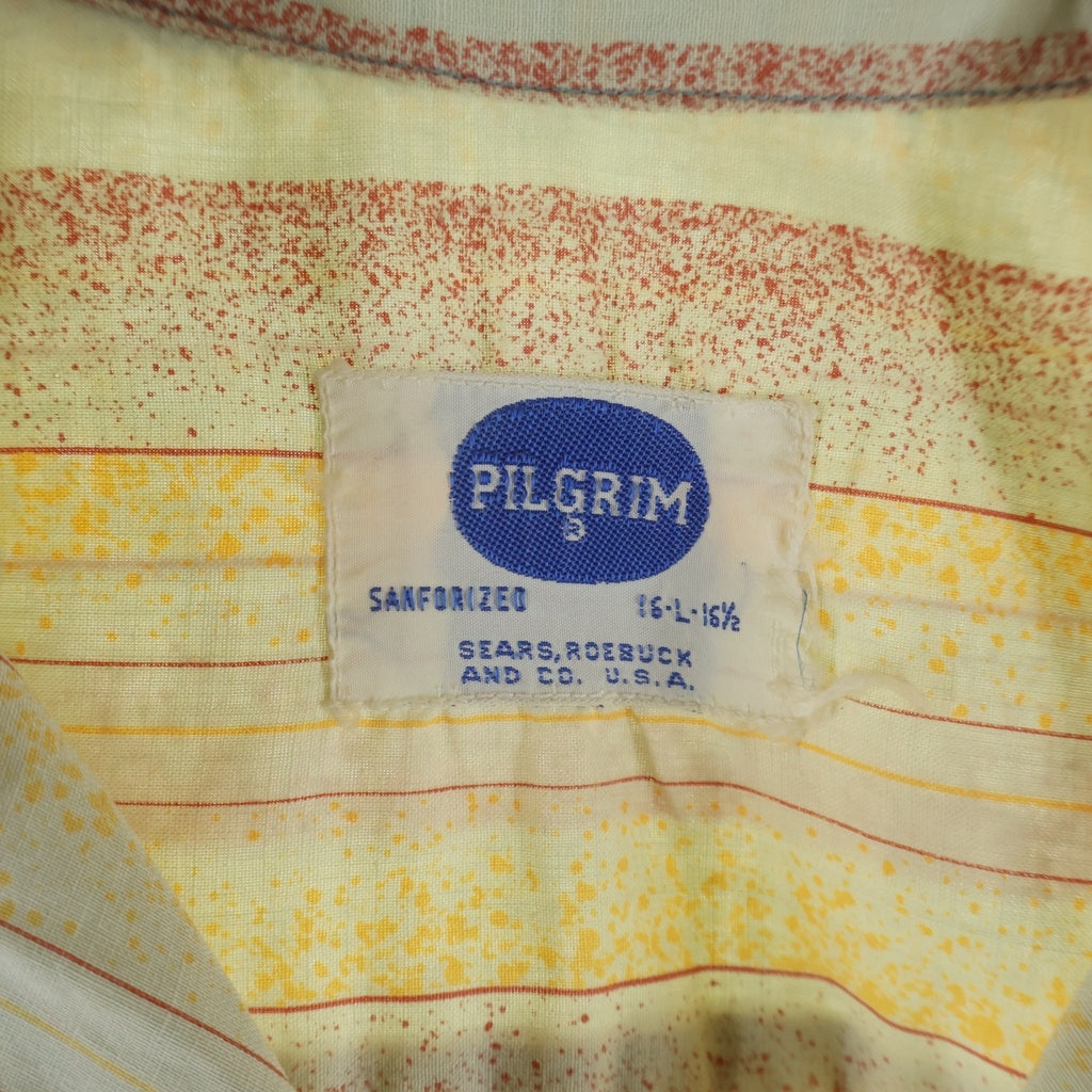 VINTAGE(ヴィンテージ) 50-60S PILGRIM ピルグリム USA製 ストライプデザイン オープンカラー 半袖シャツ マルチカラー