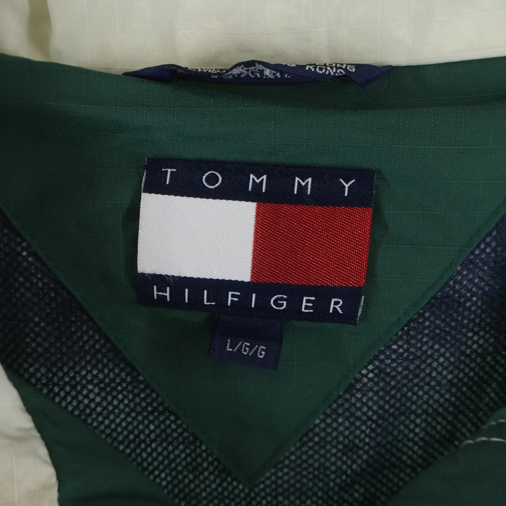 TOMMY HILFIGER(トミーヒルフィガー) 90S SAILING GEAR 香港製 ロゴワッペン リップストップ フーデッド セーリングジャケット マルチカラー