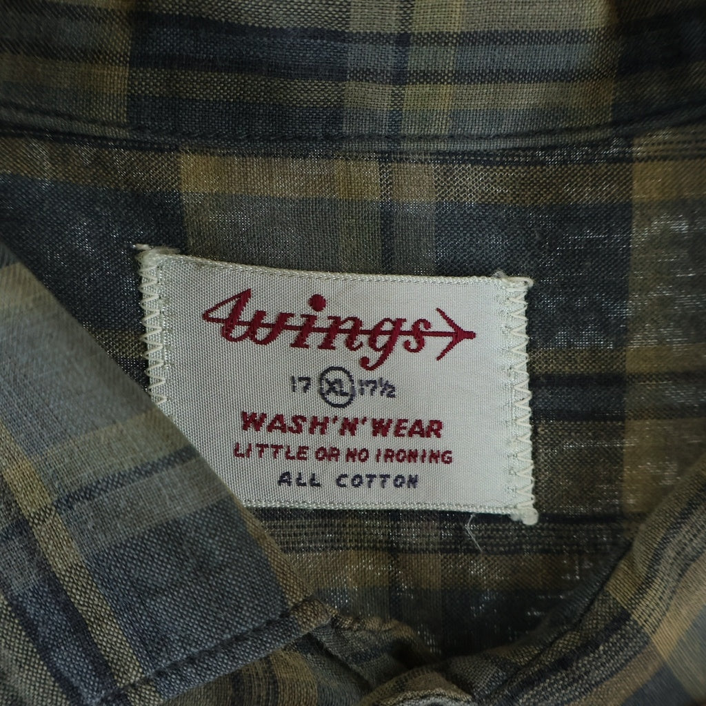 VINTAGE(ヴィンテージ) 60S VINTAGE WINGS ヴィンテージ ウィングス コットン ボタンダウン ボックスカット チェック長袖シャツ カーキ