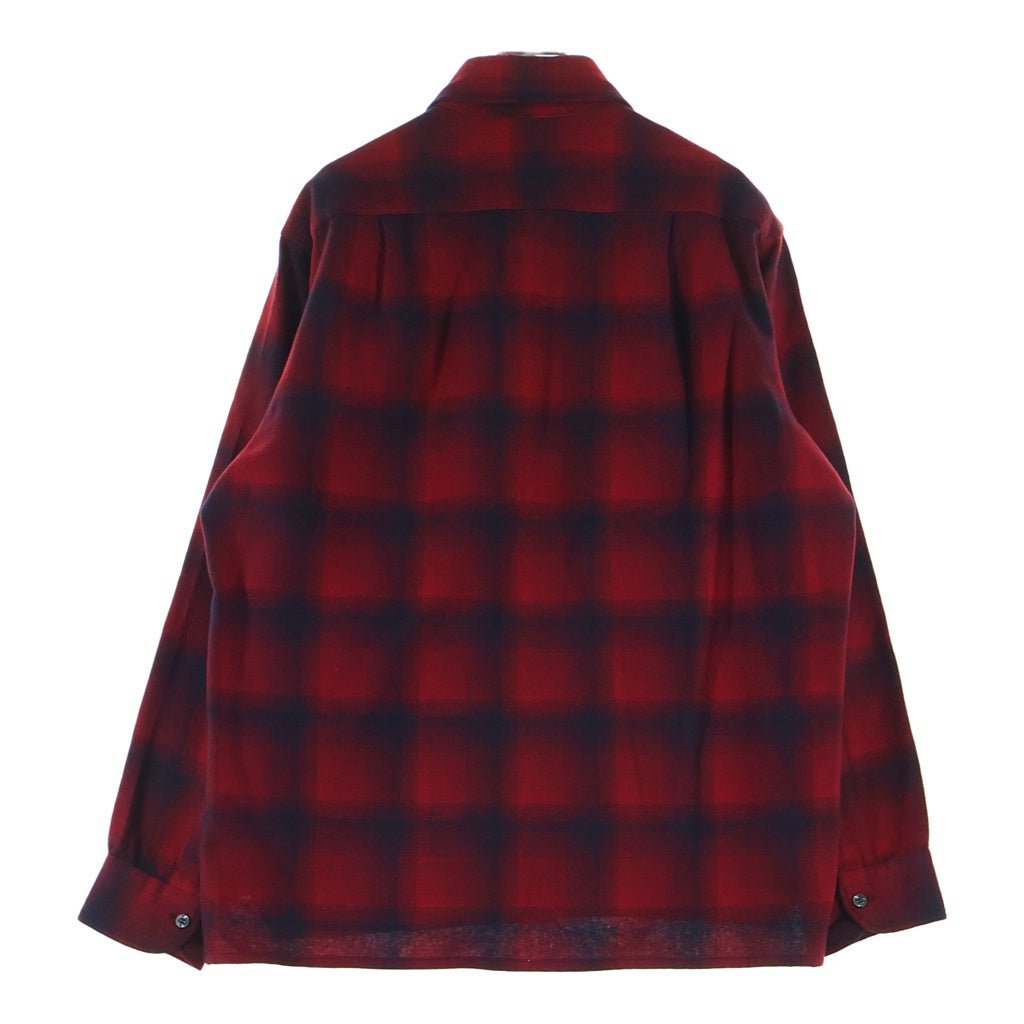 PENDLETON(ペンドルトン) 70S VINTAGE ヴィンテージ USA製 オンブレチェック ウールフランネル 長袖シャツ レッド