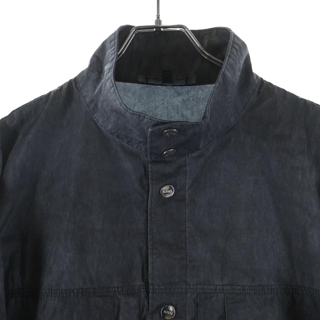 KITH(キス) Garment Dyed Wrinkle Nylon Alonzo Tech Jacket ガーメントダイ スナップボタン スタンドカラー ナイロンテックジャケット グレー