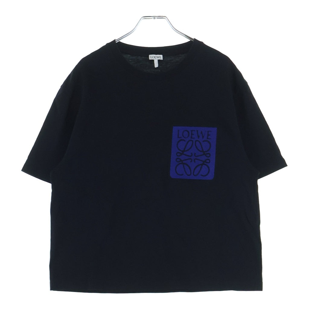 LOEWE(ロエベ) フロントアナグラムワッペン クルーネック半袖Tシャツ カットソー ブラック H526Y22XAT
