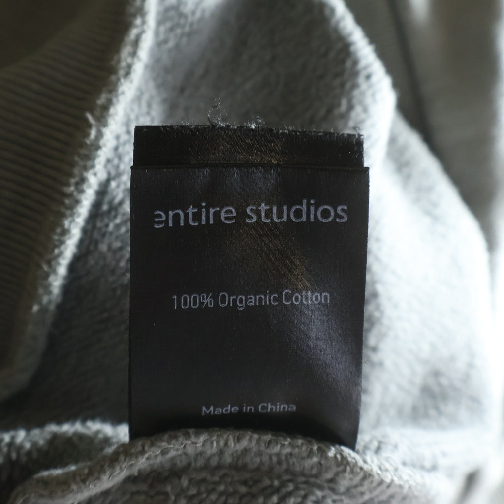 entire studios(エンタイア スタジオ) BOX CREW WASH ボックス ウォッシュ クロップド クルーネックスウェットシャツ トレーナー グレー ES2126 PO083