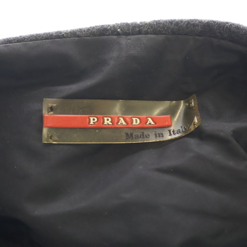PRADA(プラダ) サイドラバーロゴ ウールキャスケット 帽子 グレー