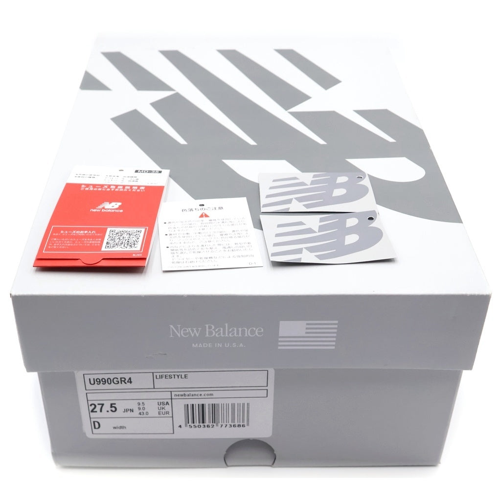 New Balance(ニューバランス) 990V4 U990GR4 GRAY スエードレザー ローカットスニーカー グレー US9.5/27.5cm
