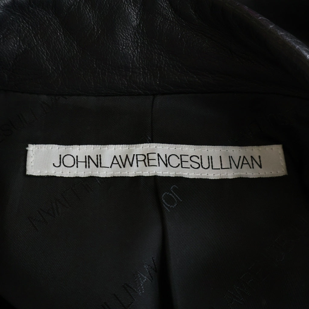 JOHN LAWRENCE SULLIVAN(ジョンローレンスサリバン) ジップアップ ウエストベルト ラムレザー ダブルライダースジャケット ブラック JLS-04-01