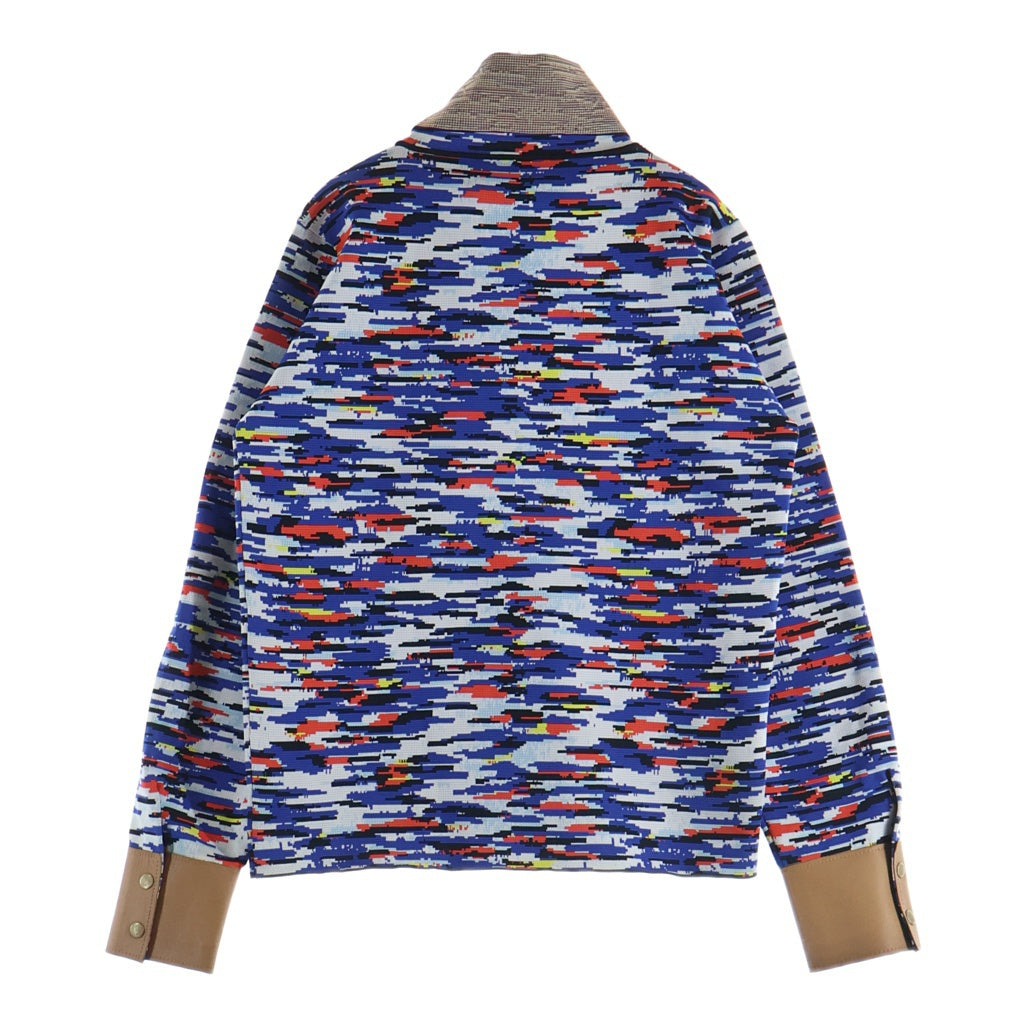 LOEWE(ロエベ) 総柄デザイン レザー切り替え ハイネック ニット