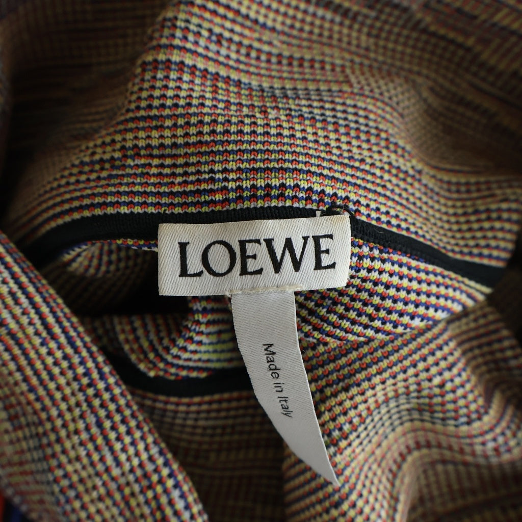 LOEWE(ロエベ) 総柄デザイン レザー切り替え ハイネック ニット