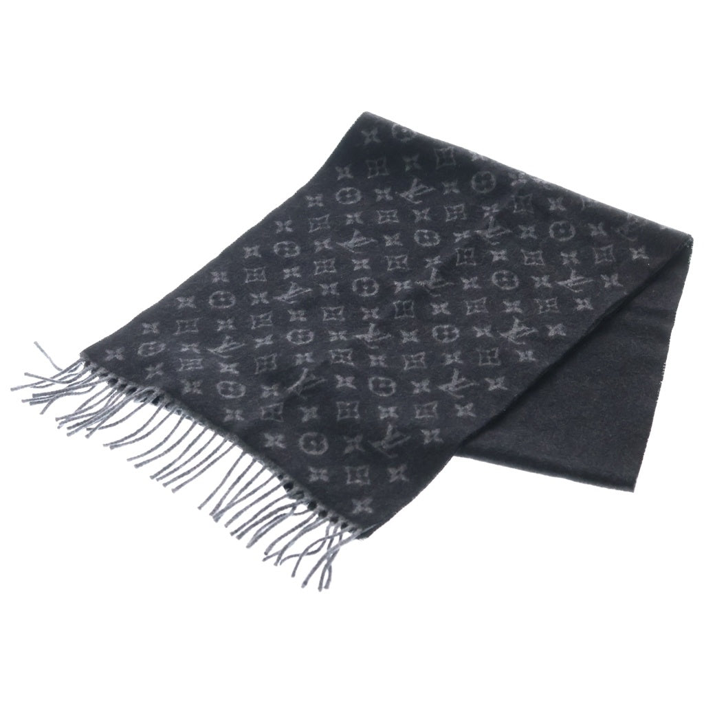 LOUIS VUITTON(ルイヴィトン) エシャルプ モノグラム グラディエント フリンジマフラー ストール ブラック M71607