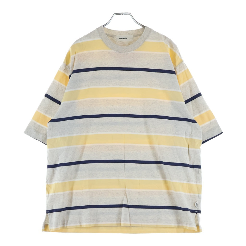 everyone(エブリワン) 25SS MULTI BORDER SHORT SLEEVE TEE マルチ ボーダー クルーネック半袖Tシャツ カットソー グレー/ネイビー/ベージュ EV25-CS43