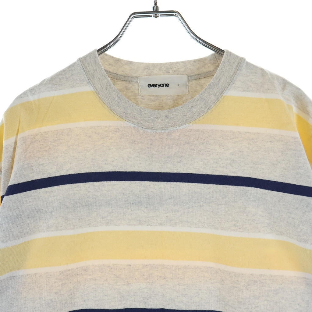 everyone(エブリワン) 25SS MULTI BORDER SHORT SLEEVE TEE マルチ ボーダー クルーネック半袖Tシャツ カットソー グレー/ネイビー/ベージュ EV25-CS43